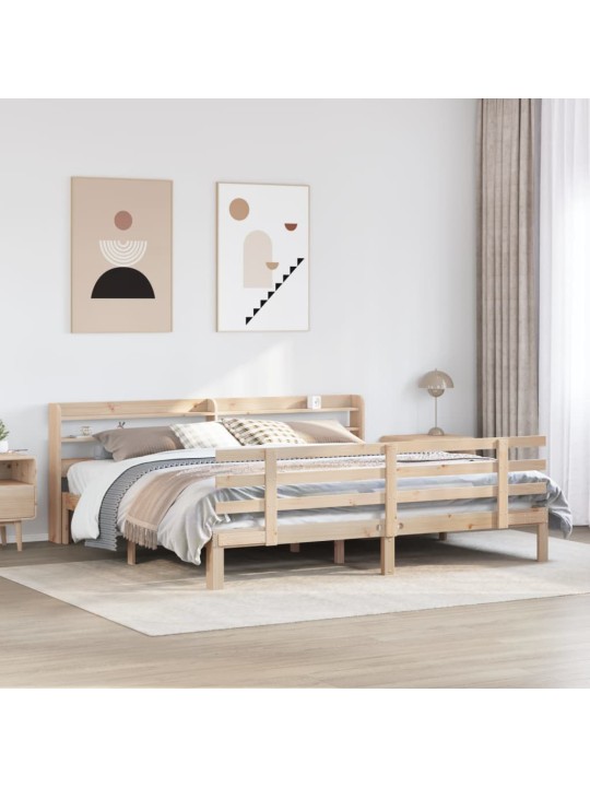 Voodiraam peatsiga, 200 x 200 cm, männipuit
