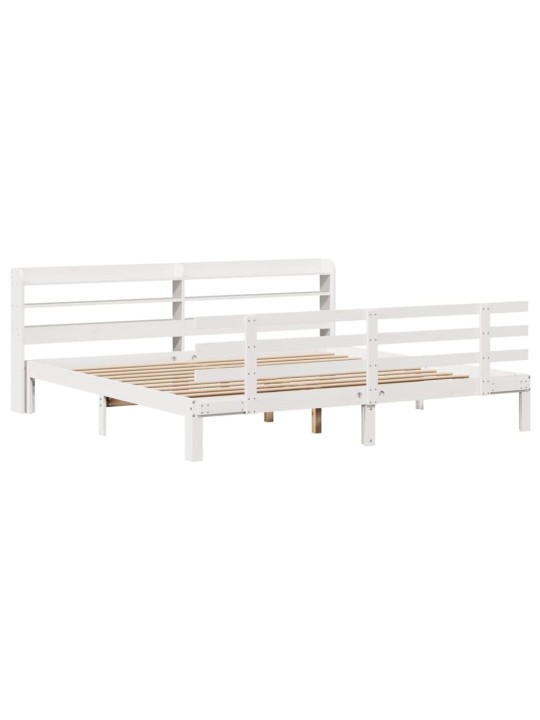 Voodiraam peatsiga ilma madratsita valge 200x200 cm