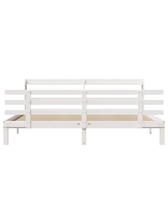 Voodiraam peatsiga ilma madratsita valge 200x200 cm