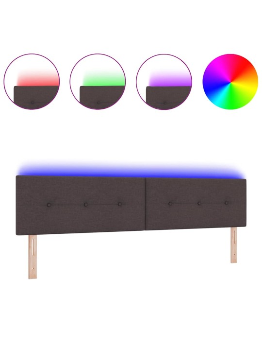 Voodipeats LED tuledega tumepruun 200 cm kangas