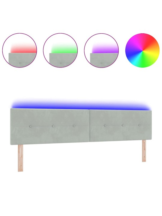 Voodipeats LED tuledega helehall 100 cm samet