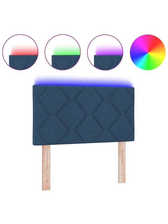 Voodipeats LED tuledega reguleeritav sinine 180 cm kangas