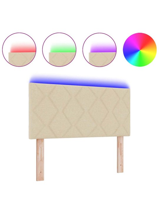 Voodipeats LED tuledega reguleeritav kreemjas 100 cm kangas