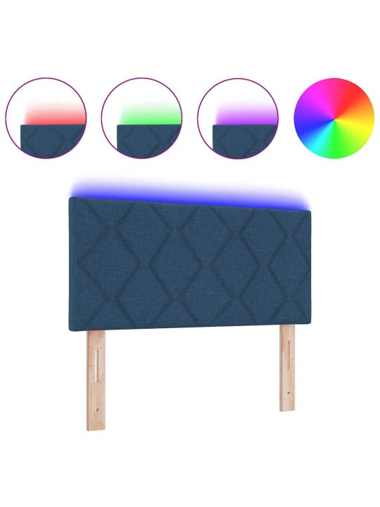 Voodipeats LED tuledega reguleeritav sinine 100 cm kangas