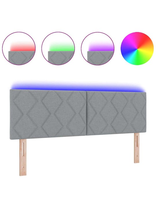 Voodipeats LED tuledega helehall 144 cm kangas