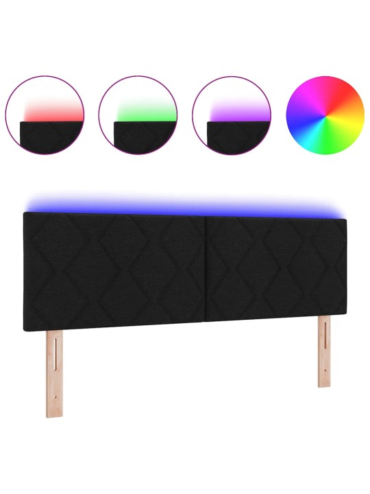 Voodipeats LED tuledega reguleeritav must 144 cm kangas