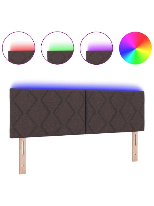 Voodipeats LED tuledega reguleeritav pruun 144 cm kangas