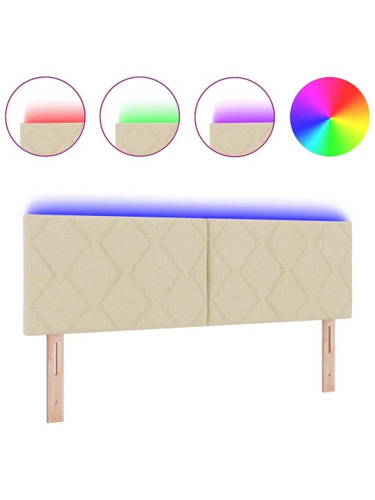 Voodipeats LED tuledega reguleeritav kreemjas 144 cm kangas