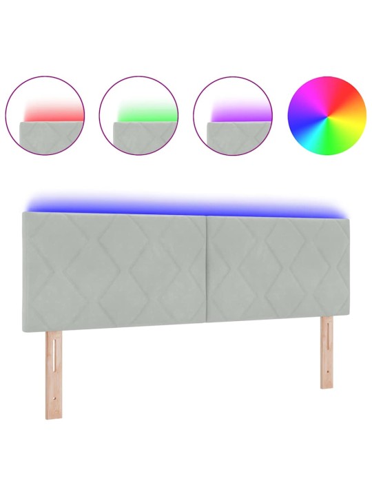 Led peaplaat led -ribatuledega geometric helehall 144 cm samet