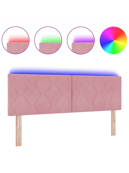Led peaplaat led -ribatuledega geometric roosa 160 cm samet
