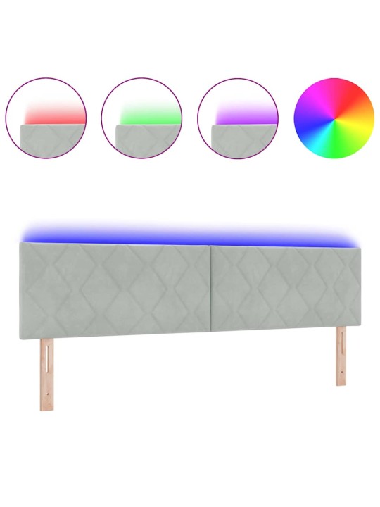 Led peaplaat led -ribatuledega geometric helehall 180 cm samet