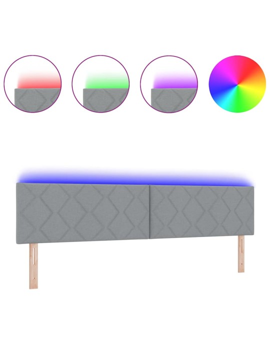 Voodipeats LED tuledega helehall 200 cm kangas