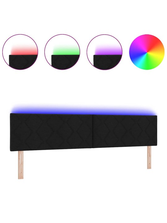 Voodipeats LED tuledega reguleeritav must 200 cm kangas