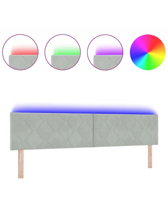 Led peaplaat led -ribatuledega geometric helehall 200 cm samet