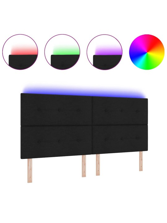 Voodipeats LED tuledega manuaalne must 200 cm kangas