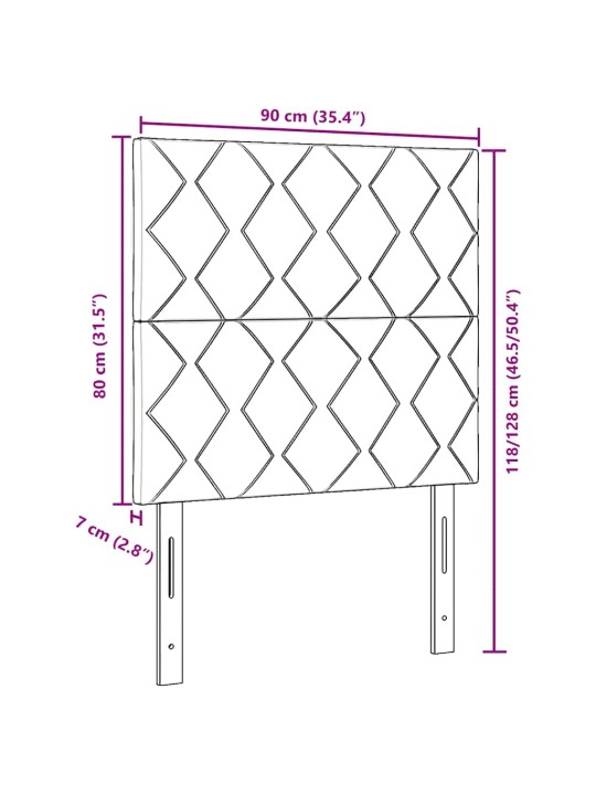 Led peaplaat led -ribatuledega geometric helehall 90 cm samet