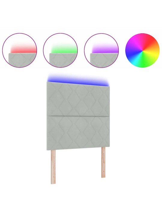Led peaplaat led -ribatuledega geometric helehall 90 cm samet