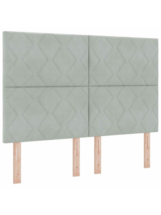 Led peaplaat led -ribatuledega geometric helehall 144 cm samet