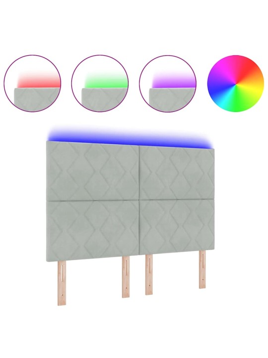 Led peaplaat led -ribatuledega geometric helehall 160 cm samet