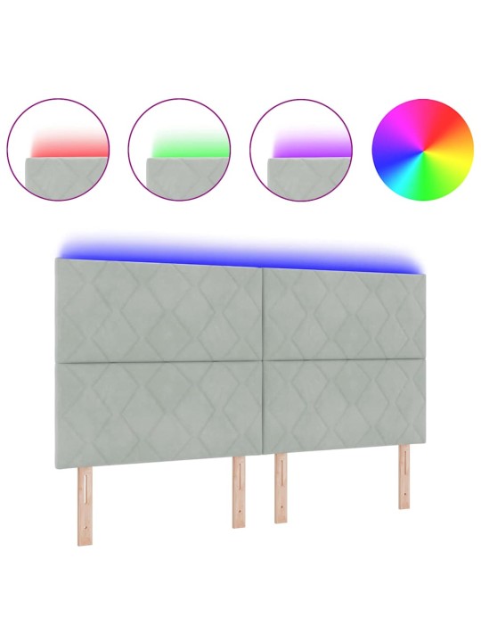 Led peaplaat led -ribatuledega geometric helehall 180 cm samet