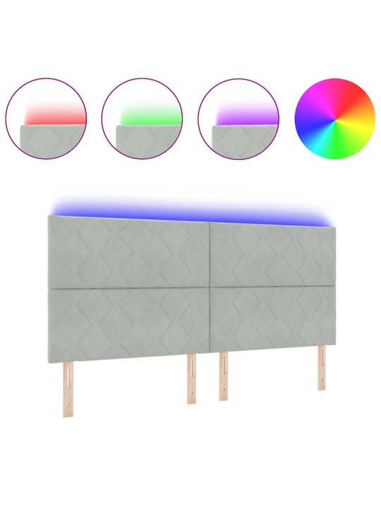 Led peaplaat led -ribatuledega geometric helehall 200 cm samet
