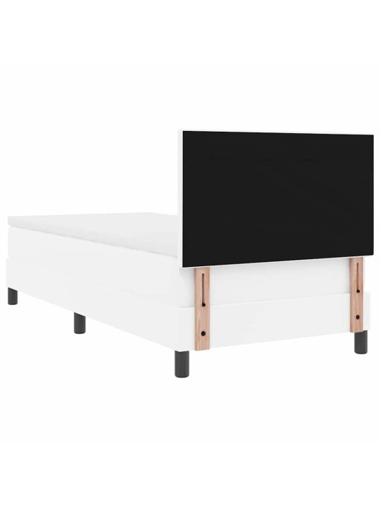 Voodiraam koos madratsiga peaga valge 90 x 200 cm kunstnahk