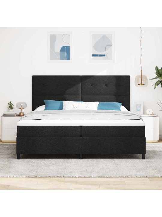 Kontinentaalvoodi madratsi ja peatsiga must 200 x 200 cm kangas