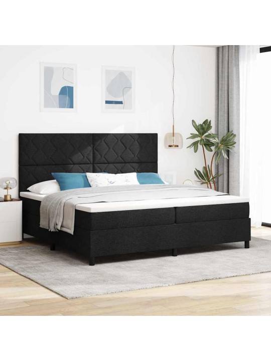 Kontinentaalvoodi madratsi ja peatsiga must 200 x 200 cm kangas