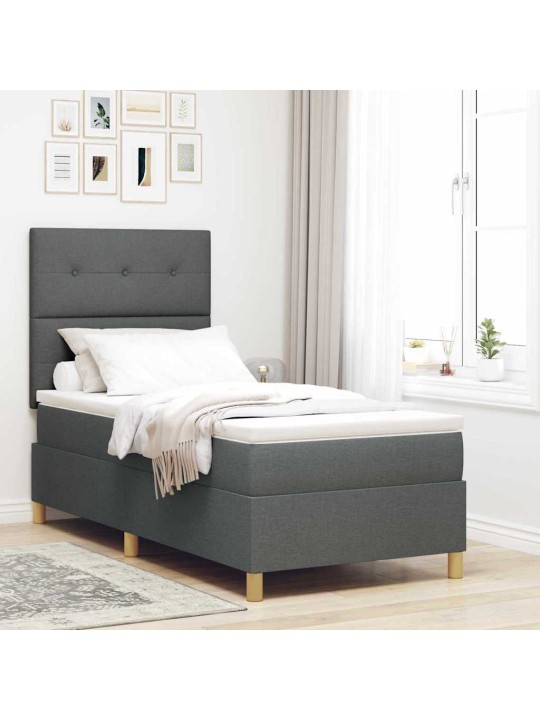 Kontinentaalvoodi madratsi ja peatsiga tumehall 80 x 200 cm kangas