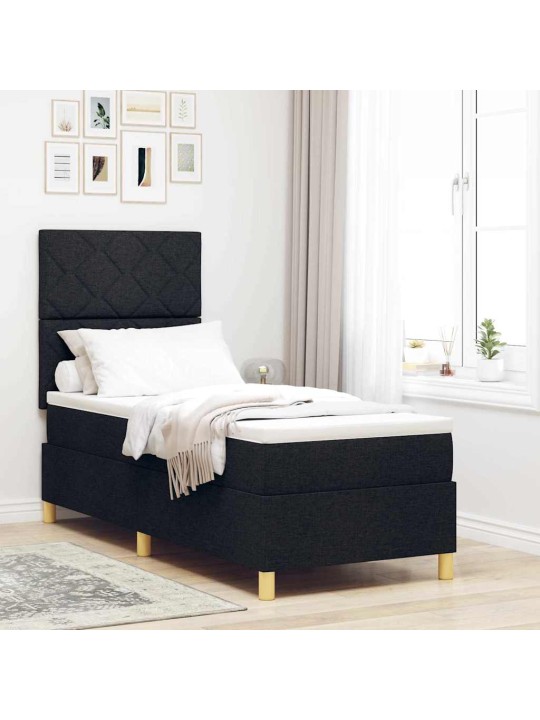 Kontinentaalvoodi madratsi ja peatsiga must 80 x 200 cm kangas