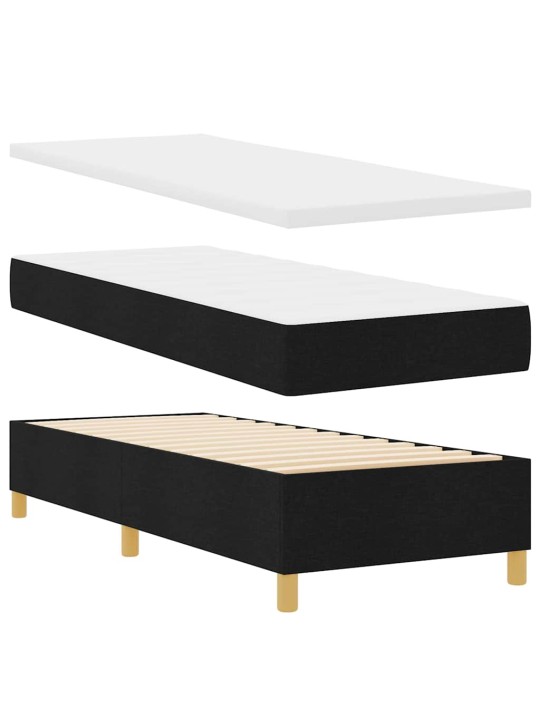 Kontinentaalvoodi madratsi ja peatsiga must 80 x 200 cm kangas