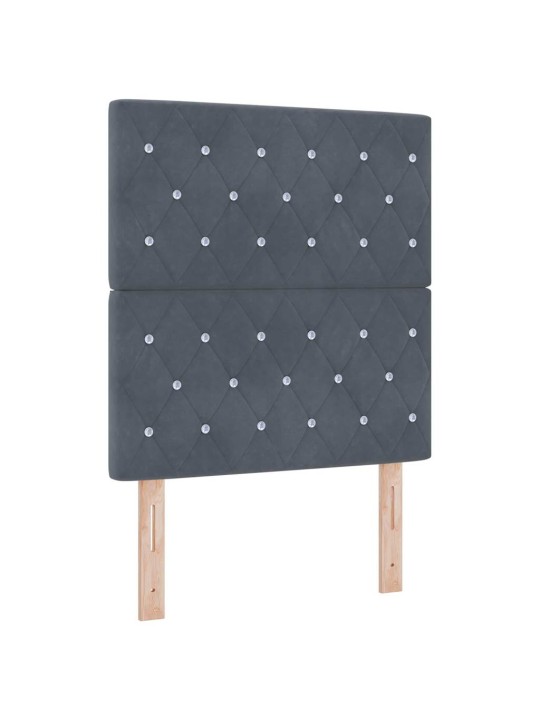 Kontinentaalvoodi madratsi ja peatsiga tumehall 80 x 200 cm samet