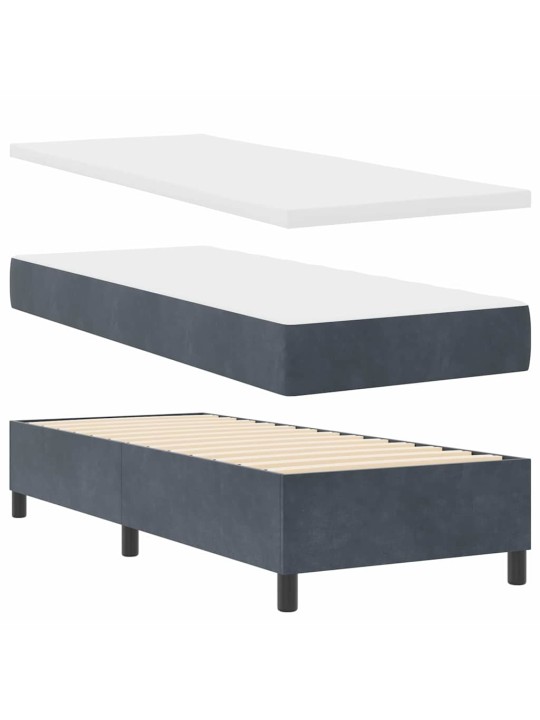 Kontinentaalvoodi madratsi ja peatsiga tumehall 80 x 200 cm samet