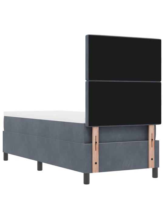 Kontinentaalvoodi madratsi ja peatsiga tumehall 80 x 200 cm samet