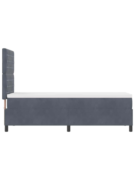 Kontinentaalvoodi madratsi ja peatsiga tumehall 80 x 200 cm samet