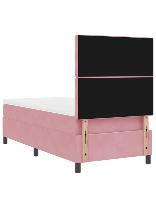 Kontinentaalvoodi madratsi ja peatsiga roosa 90 x 190 cm samet