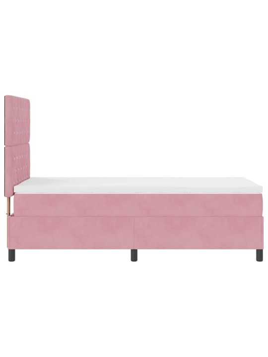 Kontinentaalvoodi madratsi ja peatsiga roosa 90 x 190 cm samet