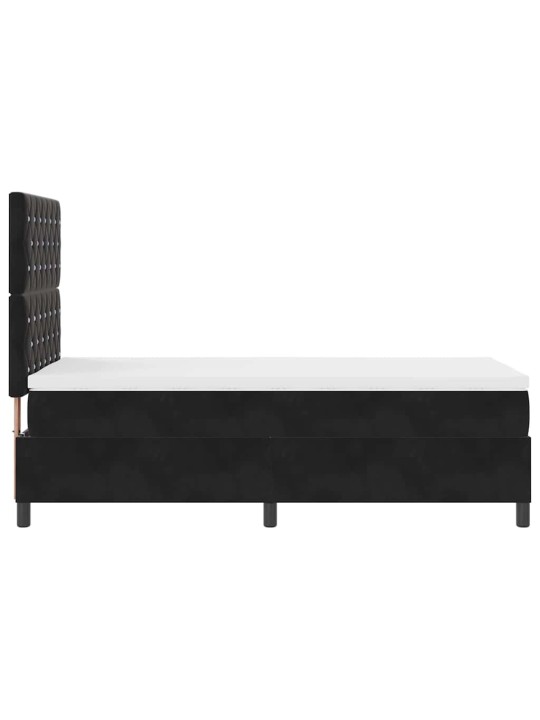 Kontinentaalvoodi madratsi ja peatsiga must 100 x 200 cm samet