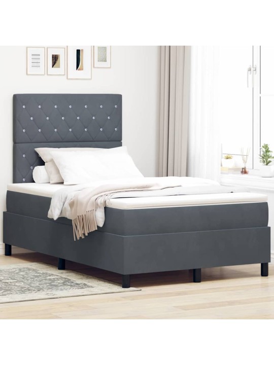 Kontinentaalvoodi madratsi ja peatsiga tumehall 120 x 190 cm samet