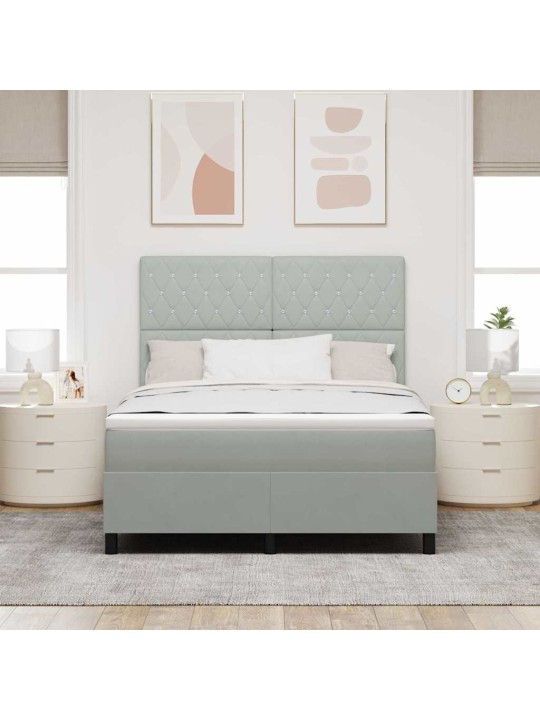 Kontinentaalvoodi madratsi ja peatsiga helehall 140 x 190 cm samet