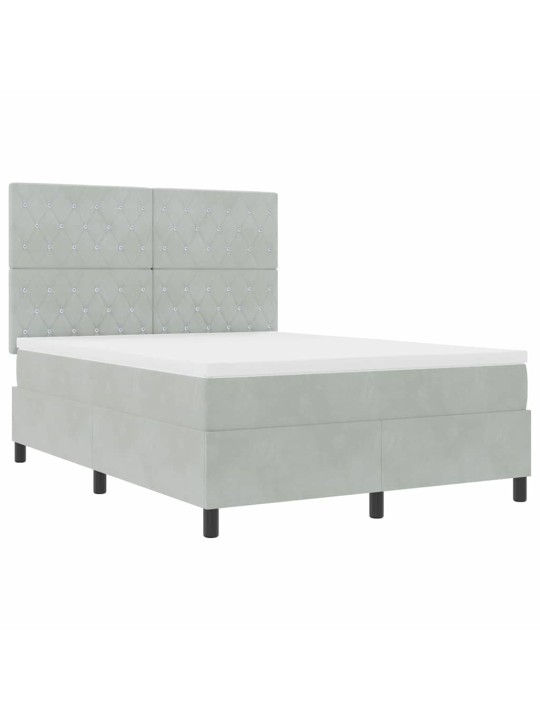 Kontinentaalvoodi madratsi ja peatsiga helehall 140 x 190 cm samet