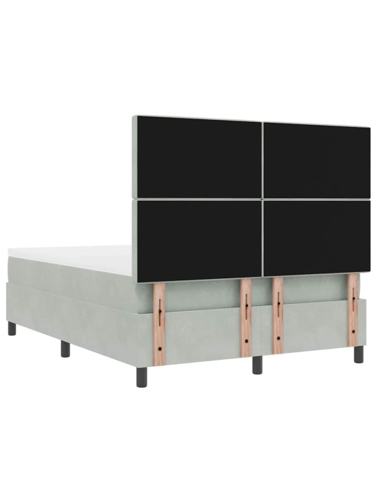 Kontinentaalvoodi madratsi ja peatsiga helehall 140 x 190 cm samet