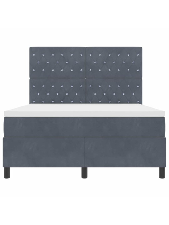 Kontinentaalvoodi madratsi ja peatsiga tumehall 140 x 190 cm samet