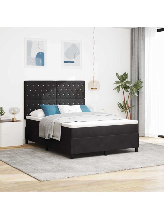 Kontinentaalvoodi madratsi ja peatsiga must 140 x 190 cm samet