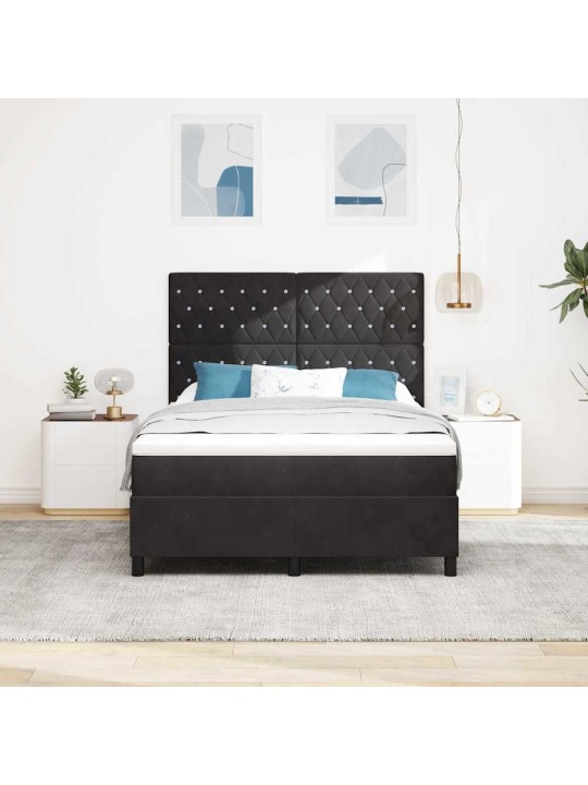 Kontinentaalvoodi madratsi ja peatsiga must 160 x 200 cm samet