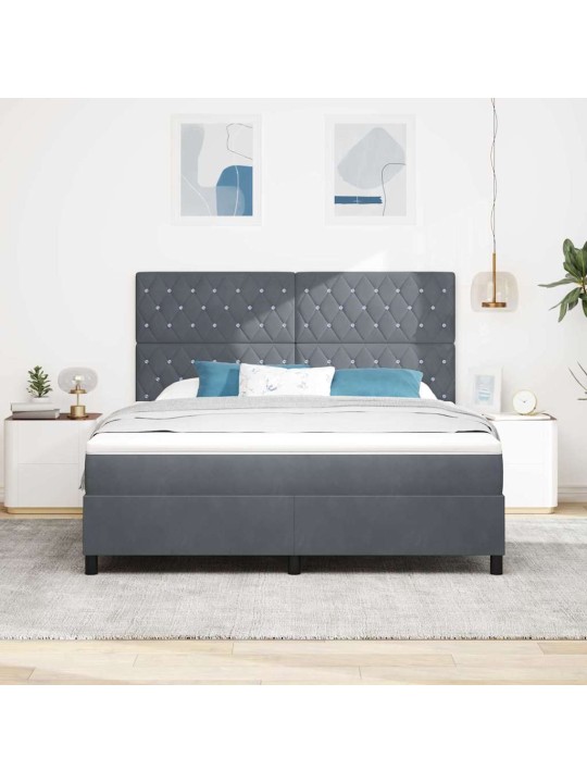 Kontinentaalvoodi madratsi ja peatsiga tumehall 180 x 200 cm samet