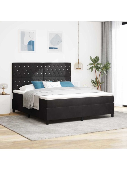Kontinentaalvoodi madratsi ja peatsiga must 180 x 200 cm samet