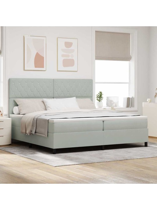 Kontinentaalvoodi madratsi ja peatsiga helehall 200 x 200 cm samet