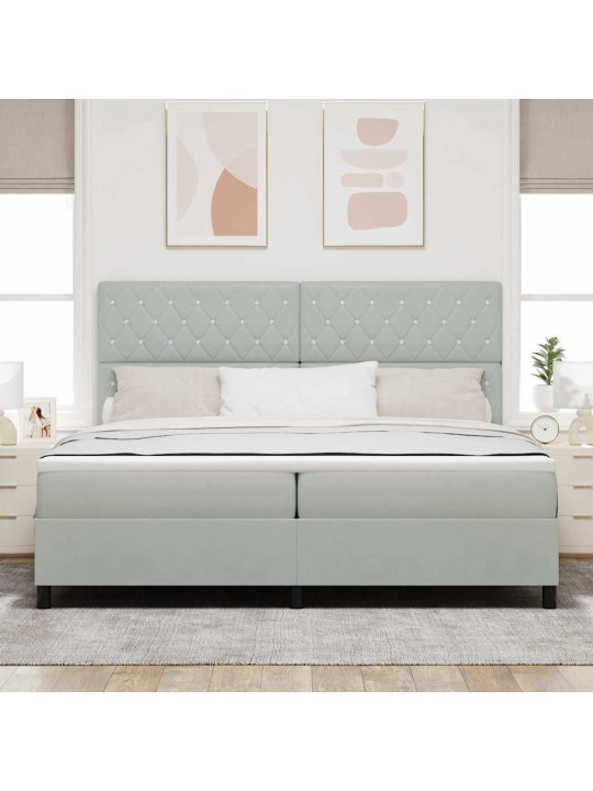 Kontinentaalvoodi madratsi ja peatsiga helehall 200 x 200 cm samet