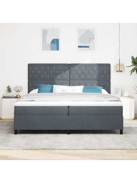 Kontinentaalvoodi madratsi ja peatsiga tumehall 200 x 200 cm samet